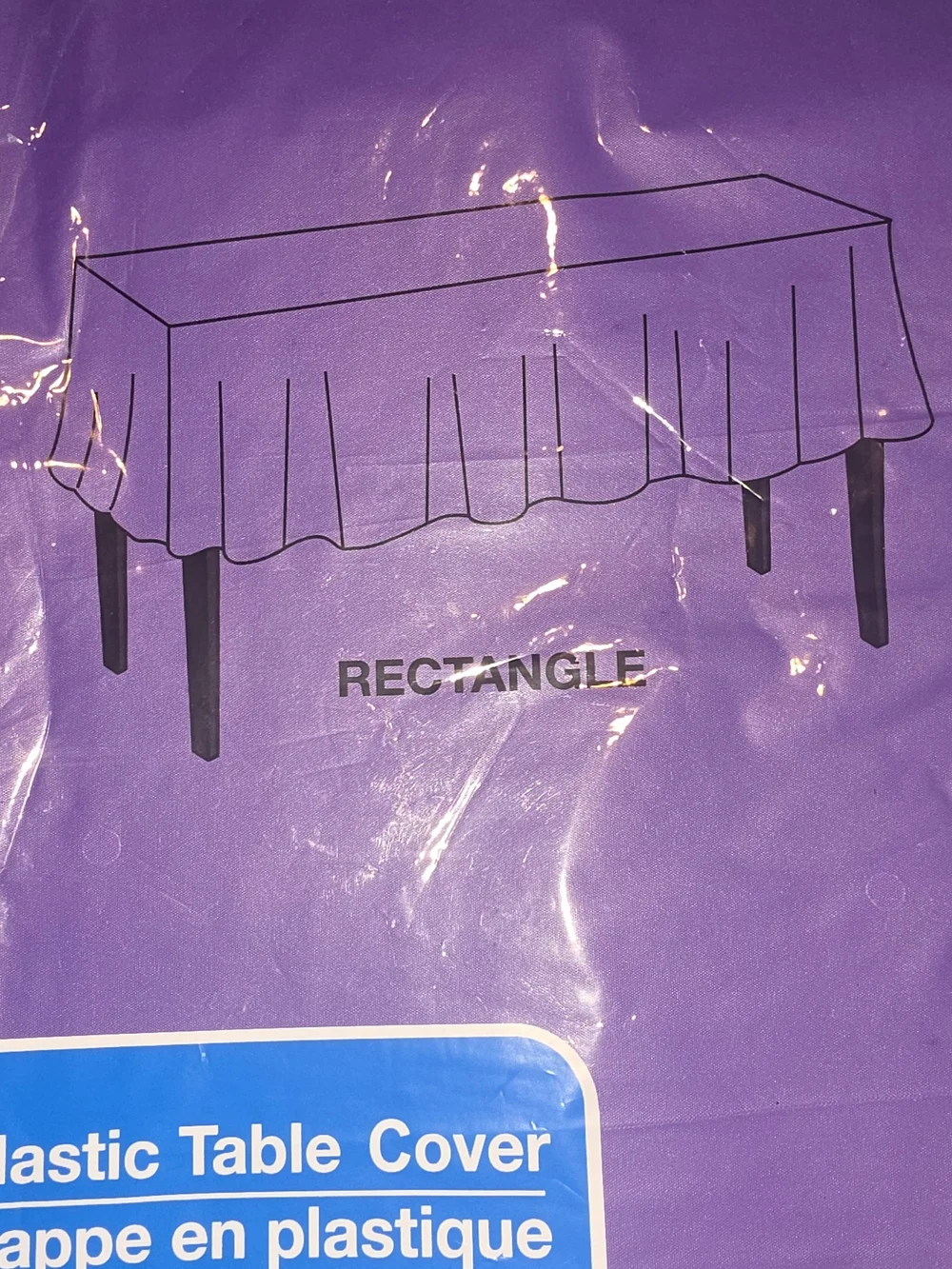 New (11) Rectangle Plastic Table Cover - Purple and Black
